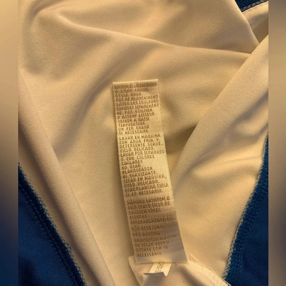 EP Pro Tour Tech Size XL Ladies Golf Shirt. White and Blue with Green Stripe. - Picture 8 of 9